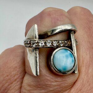 925 Sterling Silver Calcite stone ring size 7